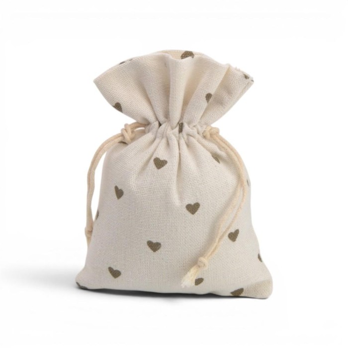 SACCHETTO POLY AVORIO CON CUORI BROWN PC